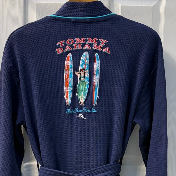 RARE Tommy Bahama Aloha From Paradise Waffle Knit Cotton Robe Size S/M - Picture 5 of 9